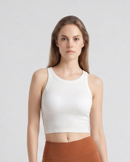 Ribbed Built-In Bra Tank Top