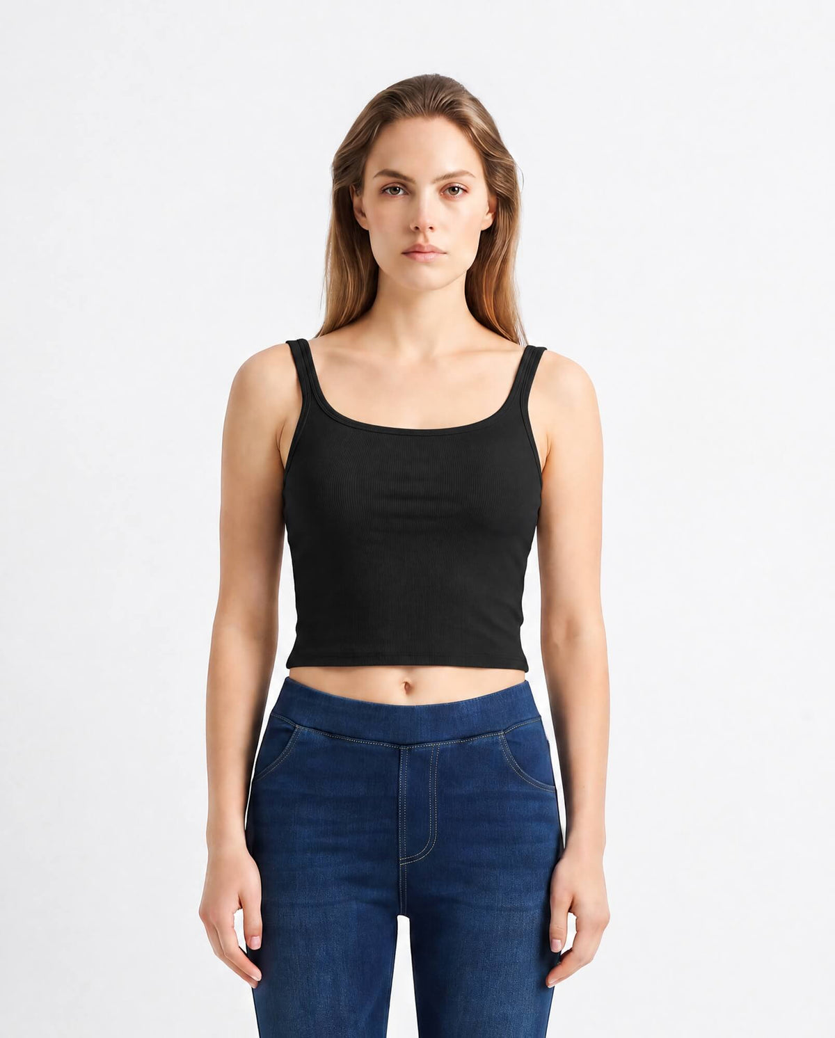 Double Strap Built-In Bra Tank Top