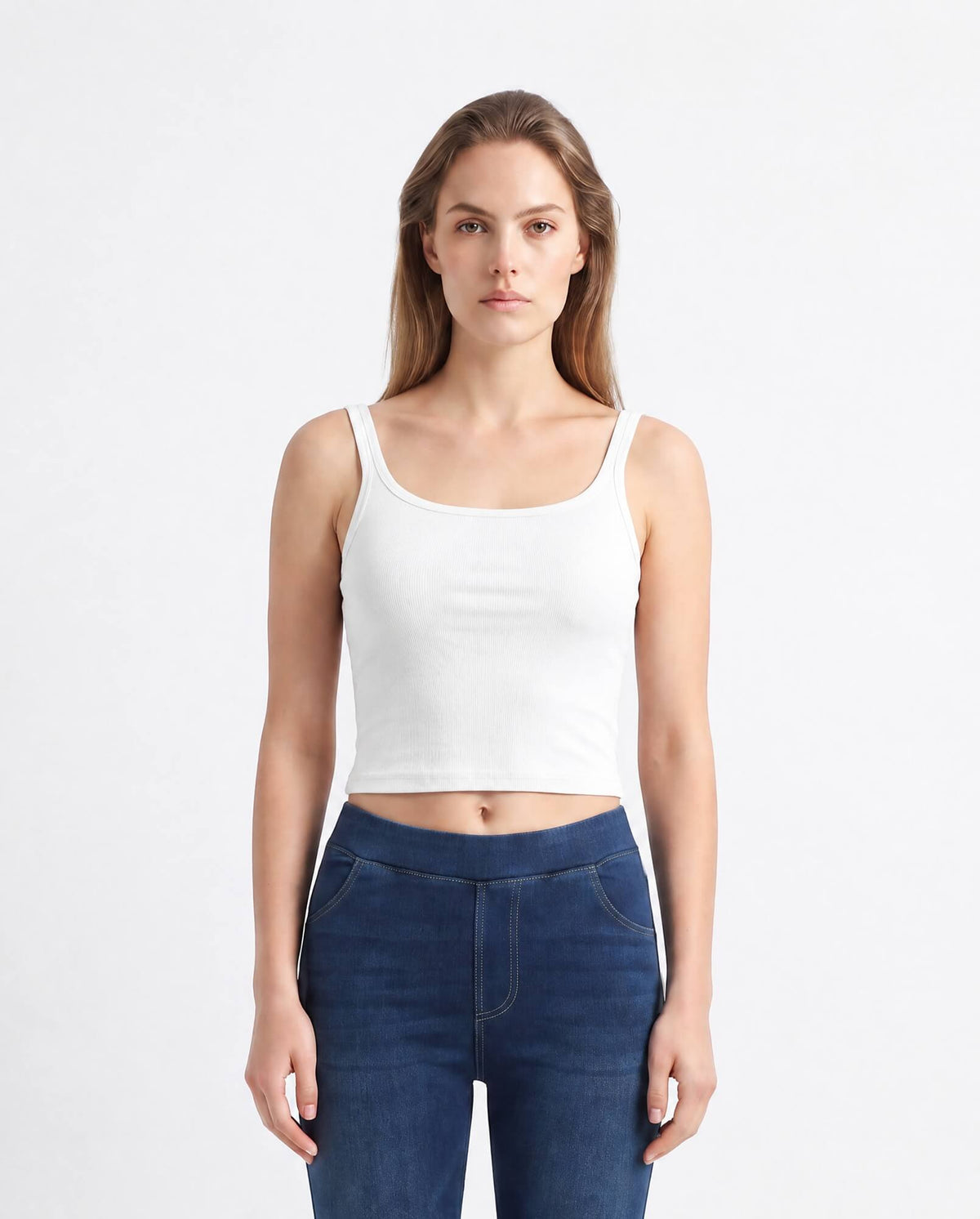 Double Strap Built-In Bra Tank Top