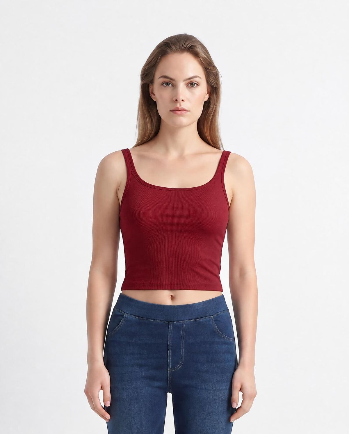 Double Strap Built-In Bra Tank Top