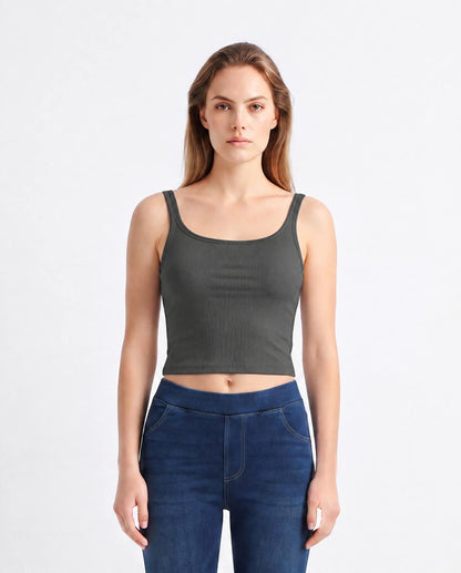 Double Strap Built-In Bra Tank Top