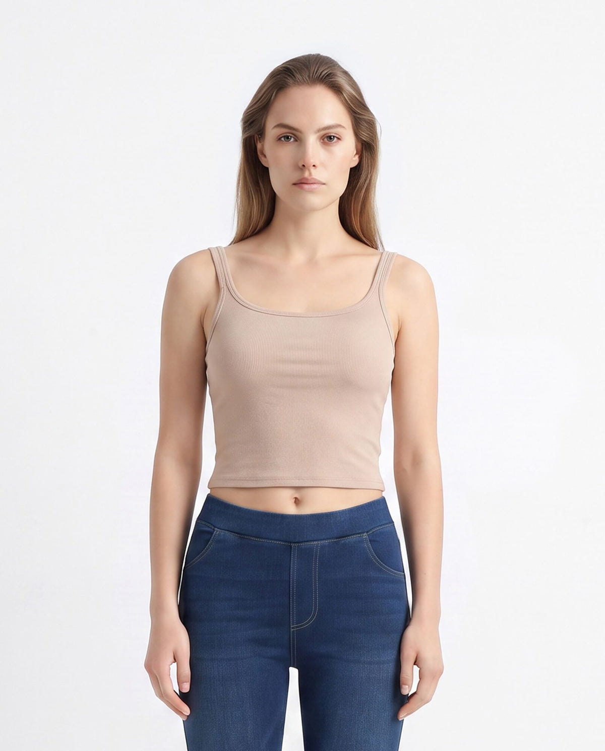Double Strap Built-In Bra Tank Top