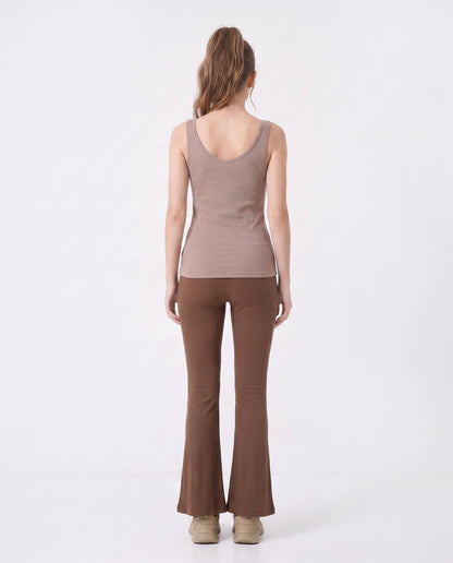 Ribbed Square Neck Built-In Bra Tank Top