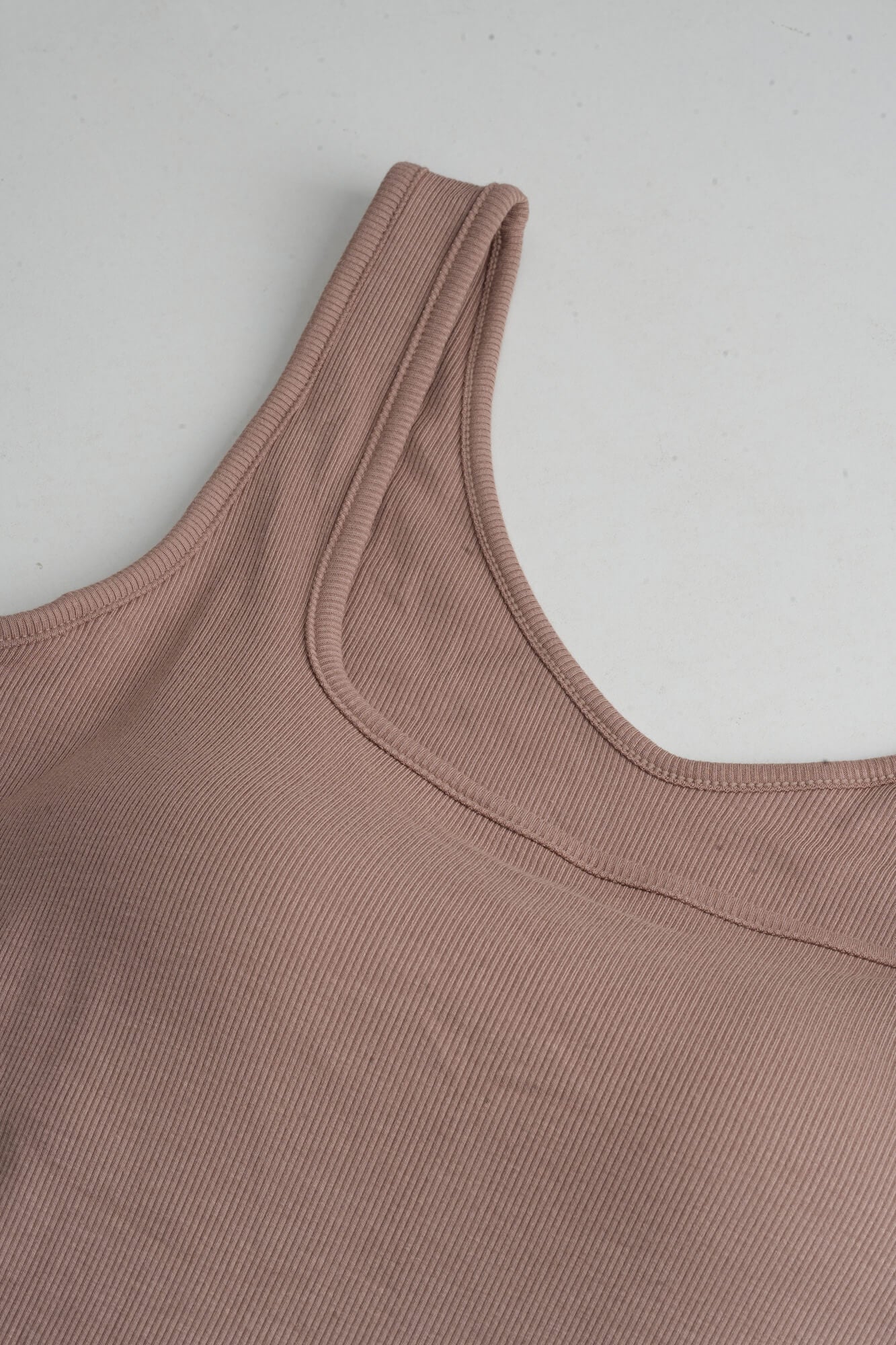 Ribbed Square Neck Built-In Bra Tank Top
