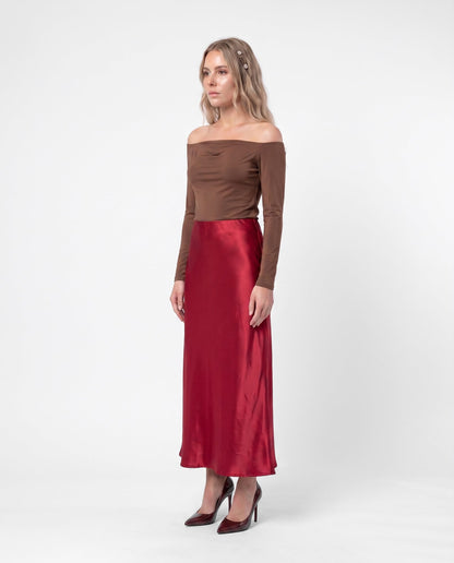 Off-Shoulder Long Sleeve Fitted Top