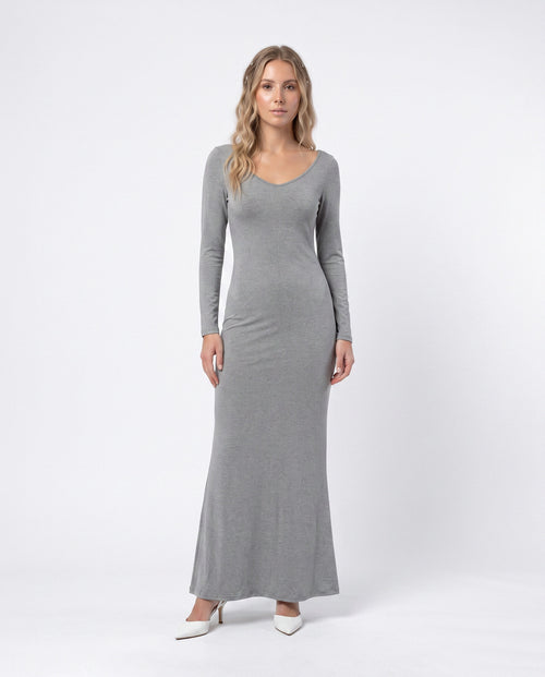 Elegant V-Neck Long Sleeve Maxi Dress