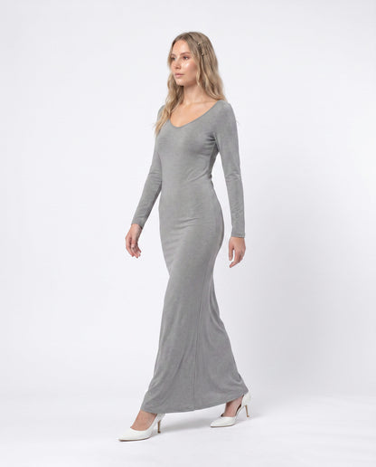Elegant V-Neck Long Sleeve Maxi Dress