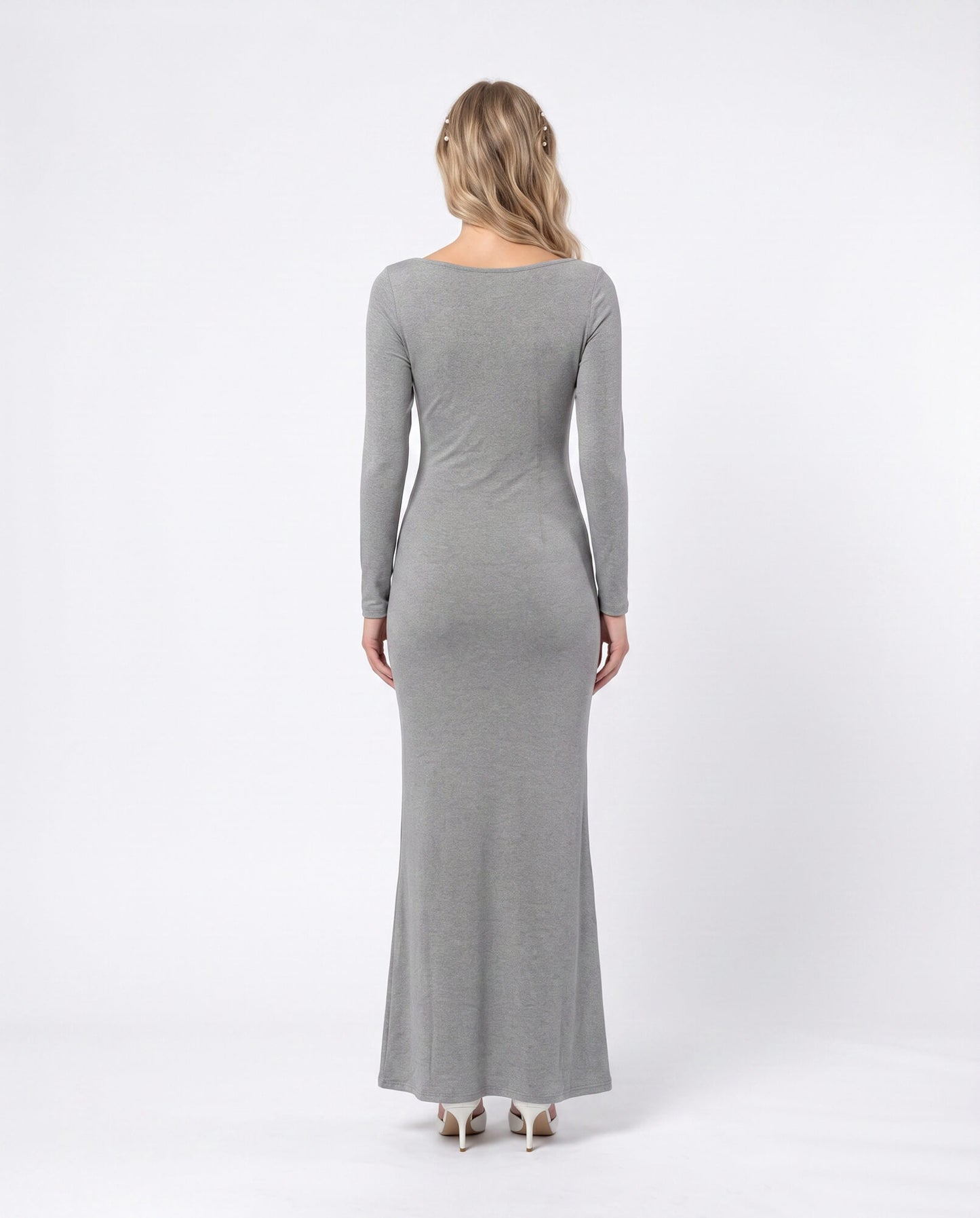 Elegant V-Neck Long Sleeve Maxi Dress