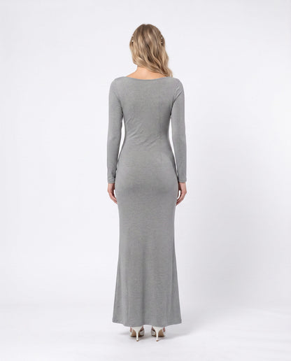 Elegant V-Neck Long Sleeve Maxi Dress