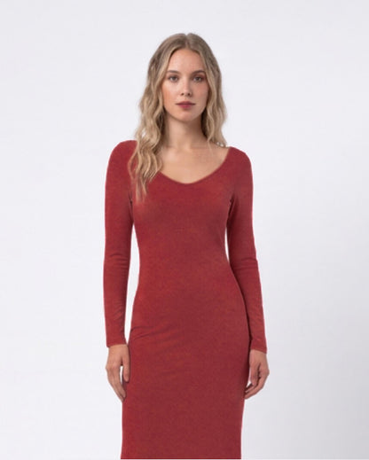 Elegant V-Neck Long Sleeve Maxi Dress