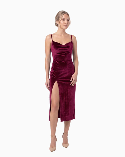 Cowl Neck Satin-Inspired Maxi Dress