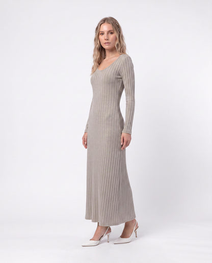 Ribbed Long Sleeve Maxi Dress