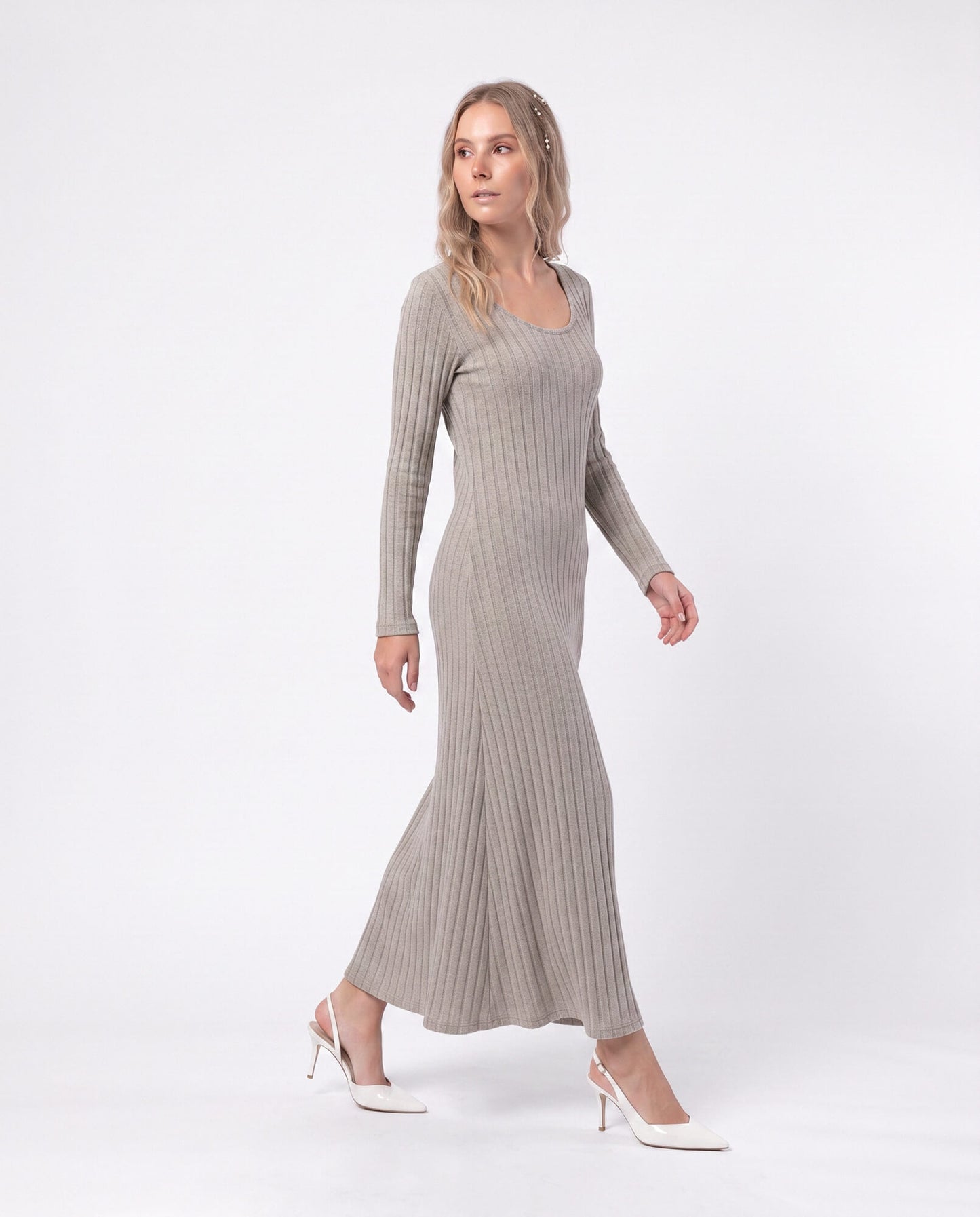 Ribbed Long Sleeve Maxi Dress