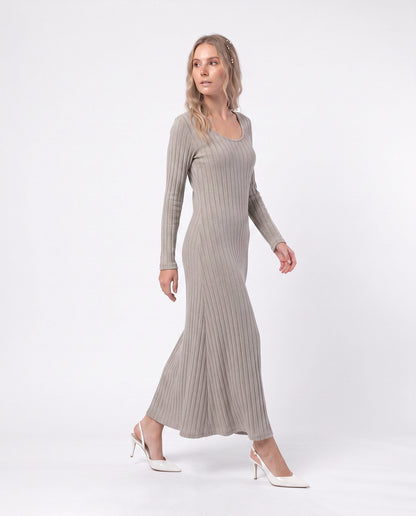 Ribbed Long Sleeve Maxi Dress
