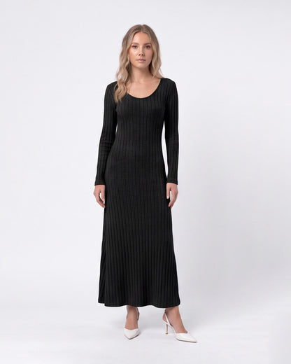 Ribbed Long Sleeve Maxi Dress