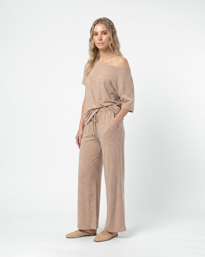 Off-Shoulder Relaxed Two-Piece Set