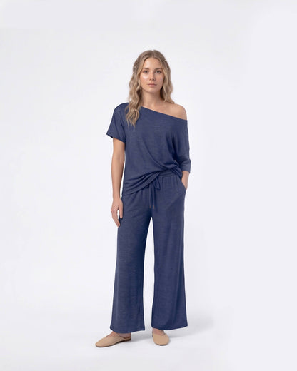 Off-Shoulder Relaxed Two-Piece Set
