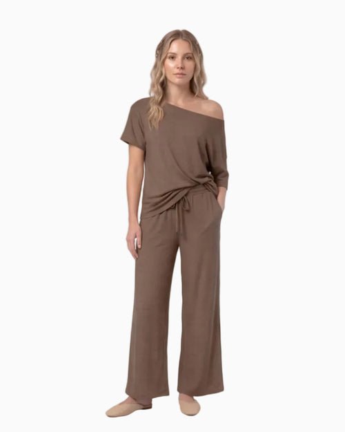 Off-Shoulder Relaxed Two-Piece Set