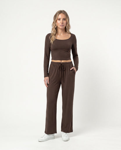 U-Neck Long Sleeve Two-Piece Set