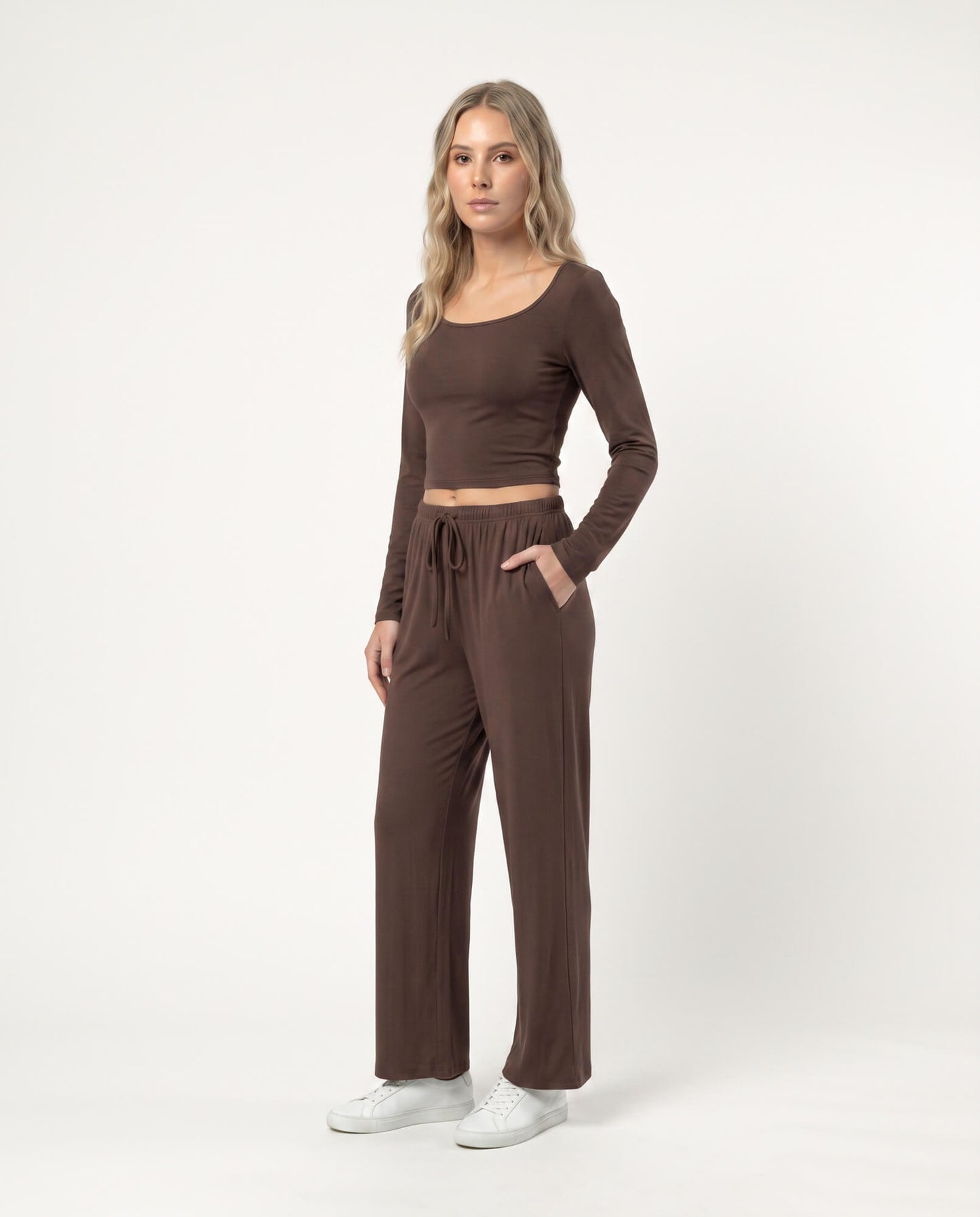U-Neck Long Sleeve Two-Piece Set