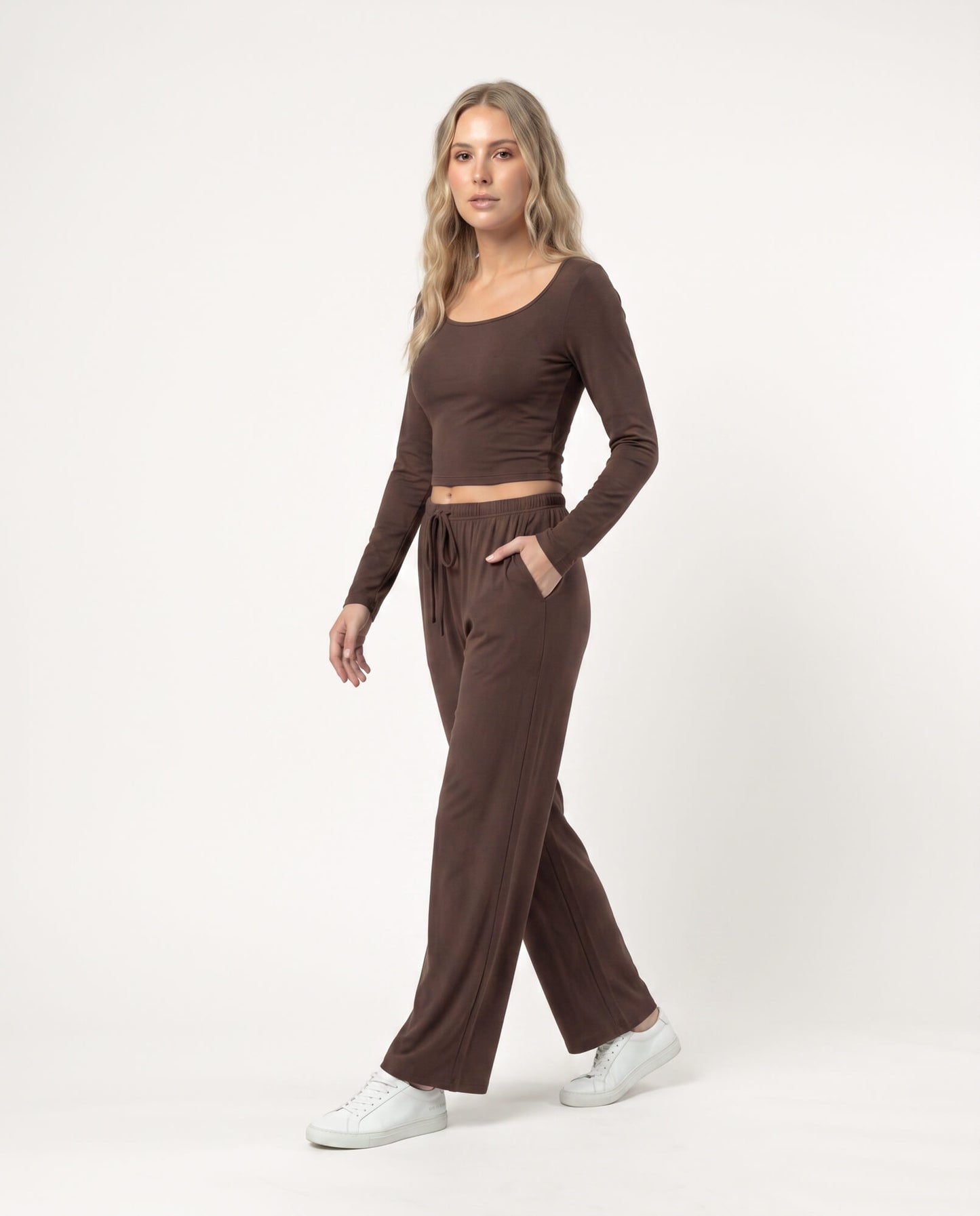 U-Neck Long Sleeve Two-Piece Set