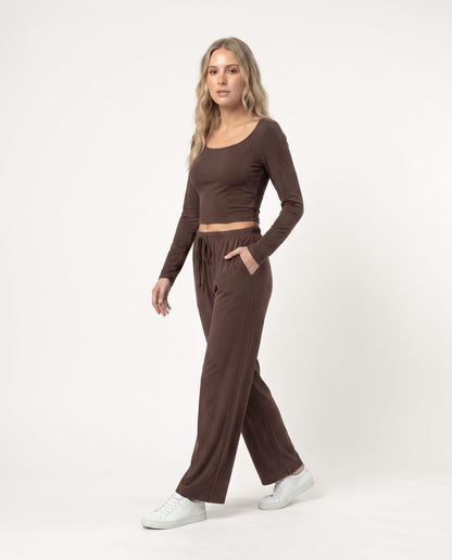U-Neck Long Sleeve Two-Piece Set