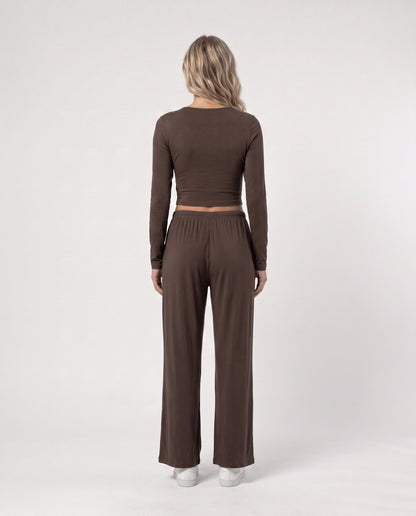 U-Neck Long Sleeve Two-Piece Set