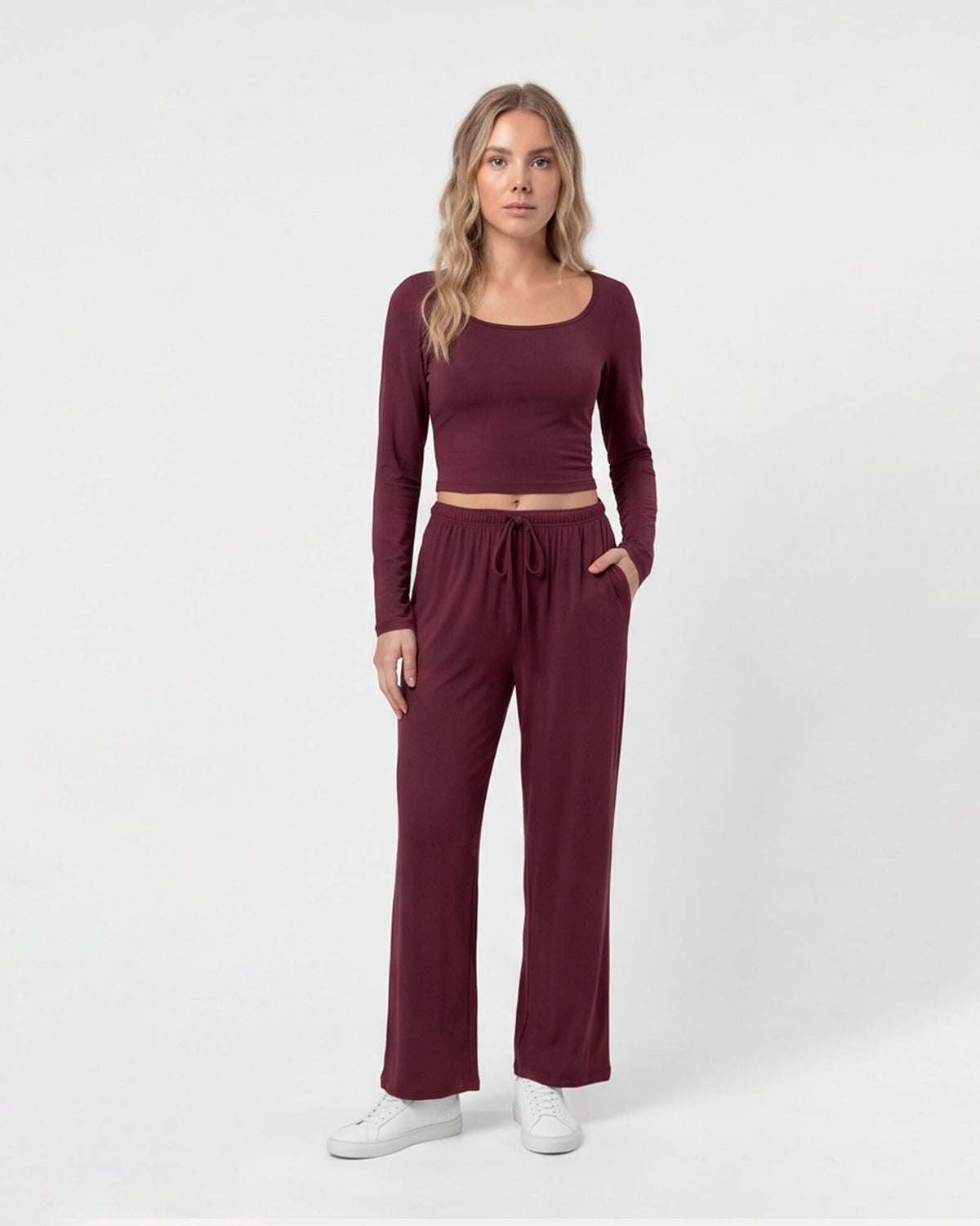 U-Neck Long Sleeve Two-Piece Set