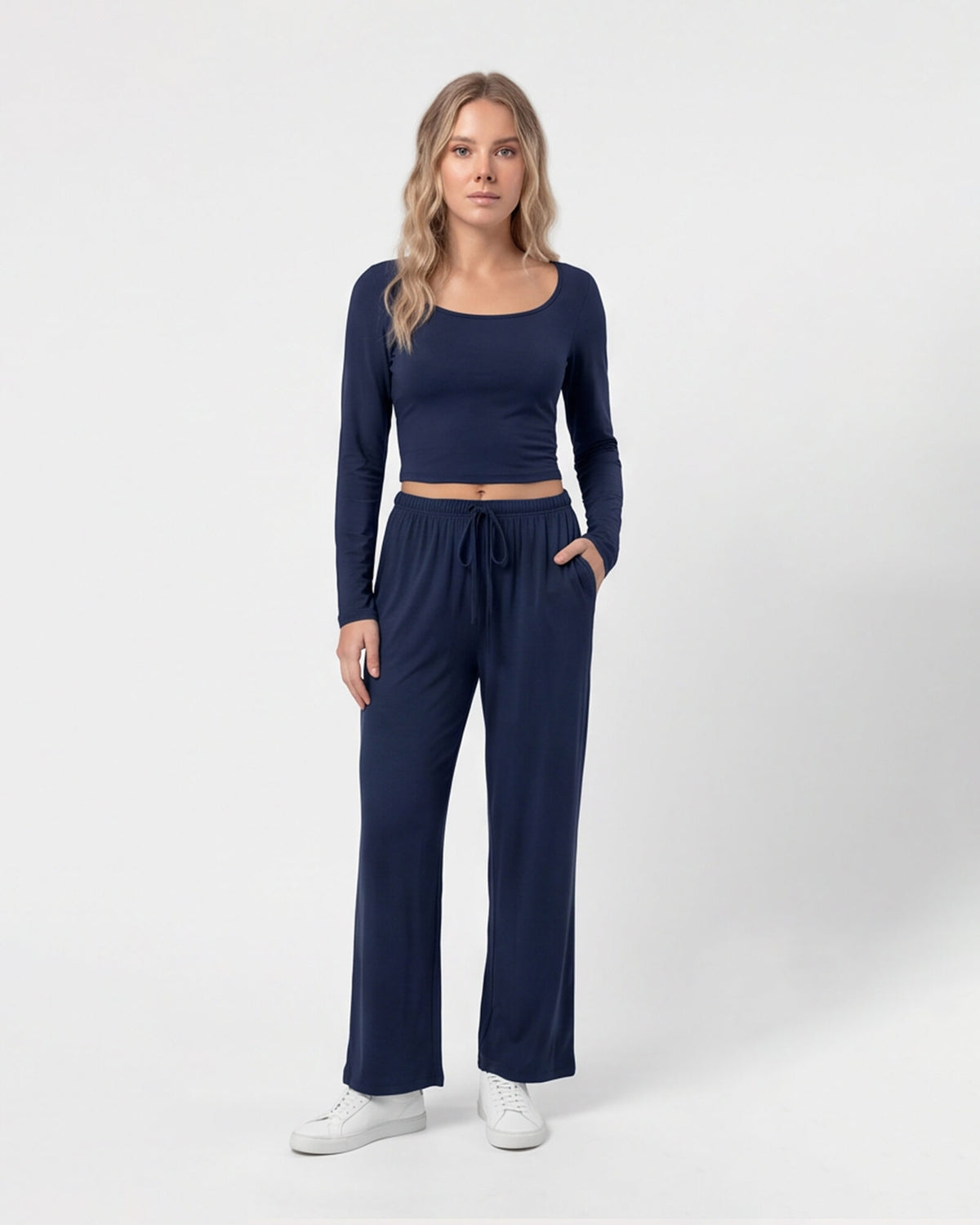 U-Neck Long Sleeve Two-Piece Set