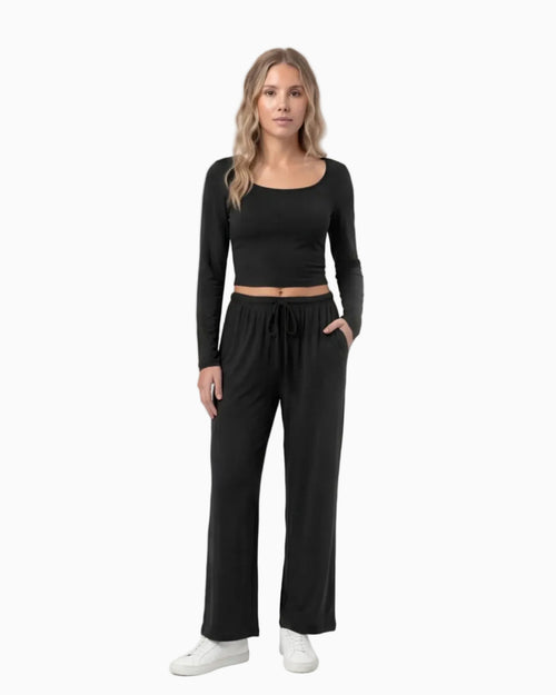 U-Neck Long Sleeve Two-Piece Set