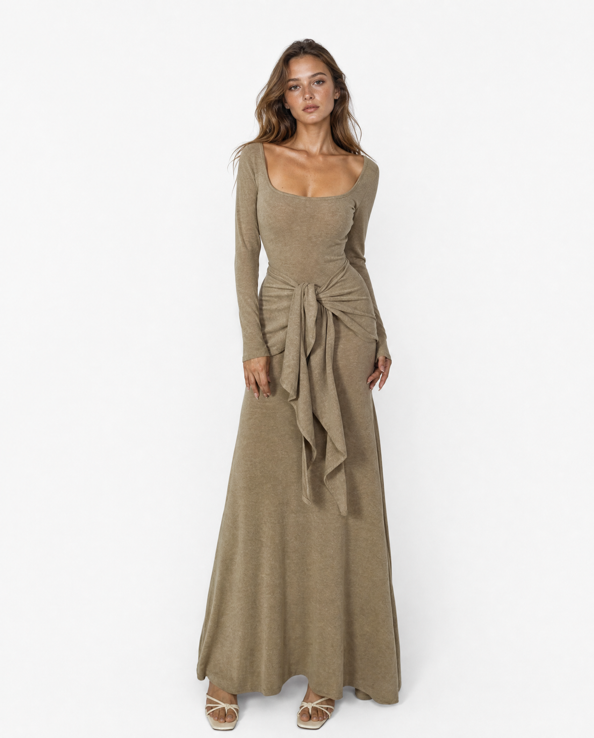 Draped Wrap Maxi Dress Set