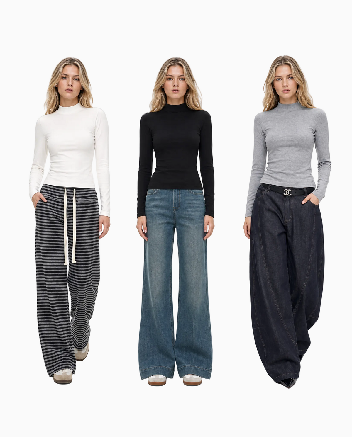 Fleece-Lined Mock Neck Long Sleeve Top
