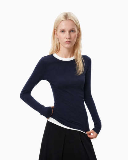 Slim Fit Crew Neck Long Sleeve Top