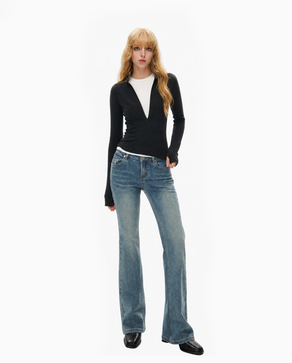 Slim Fit Mock Neck Zip-Up Top