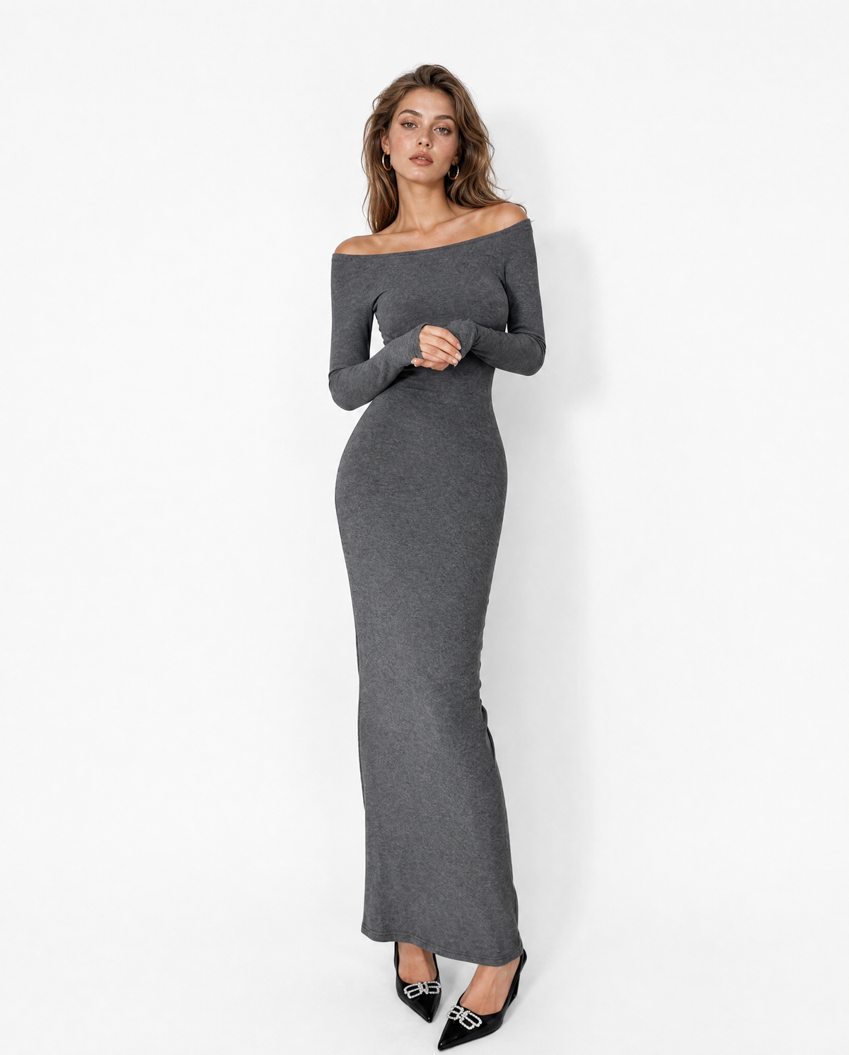 Sculpted Cotton Maxi Dress
