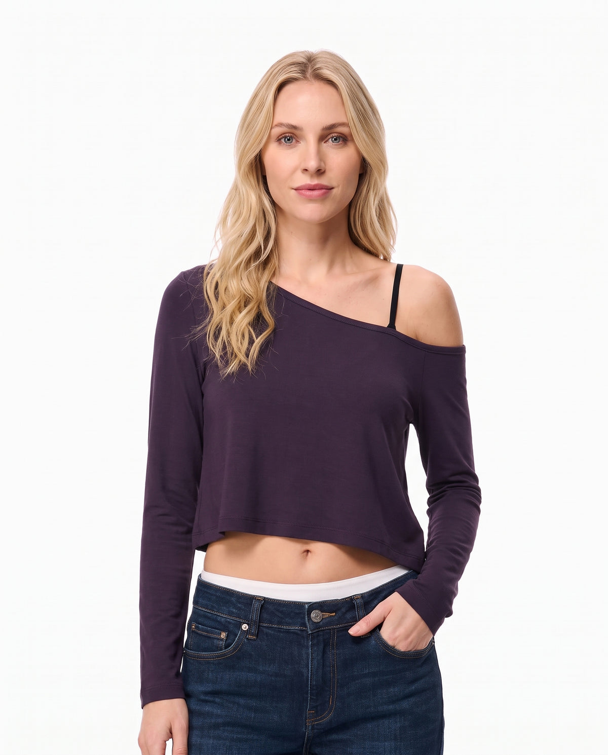 Asymmetric Off-Shoulder Crop Top