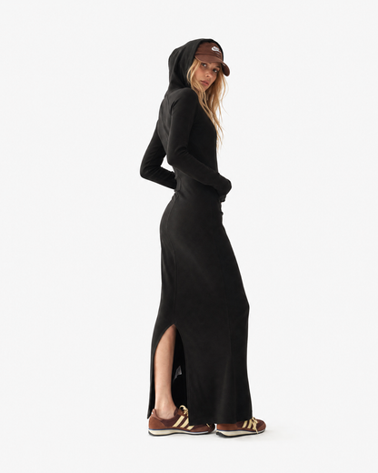 Side Slit Hooded Maxi Dress
